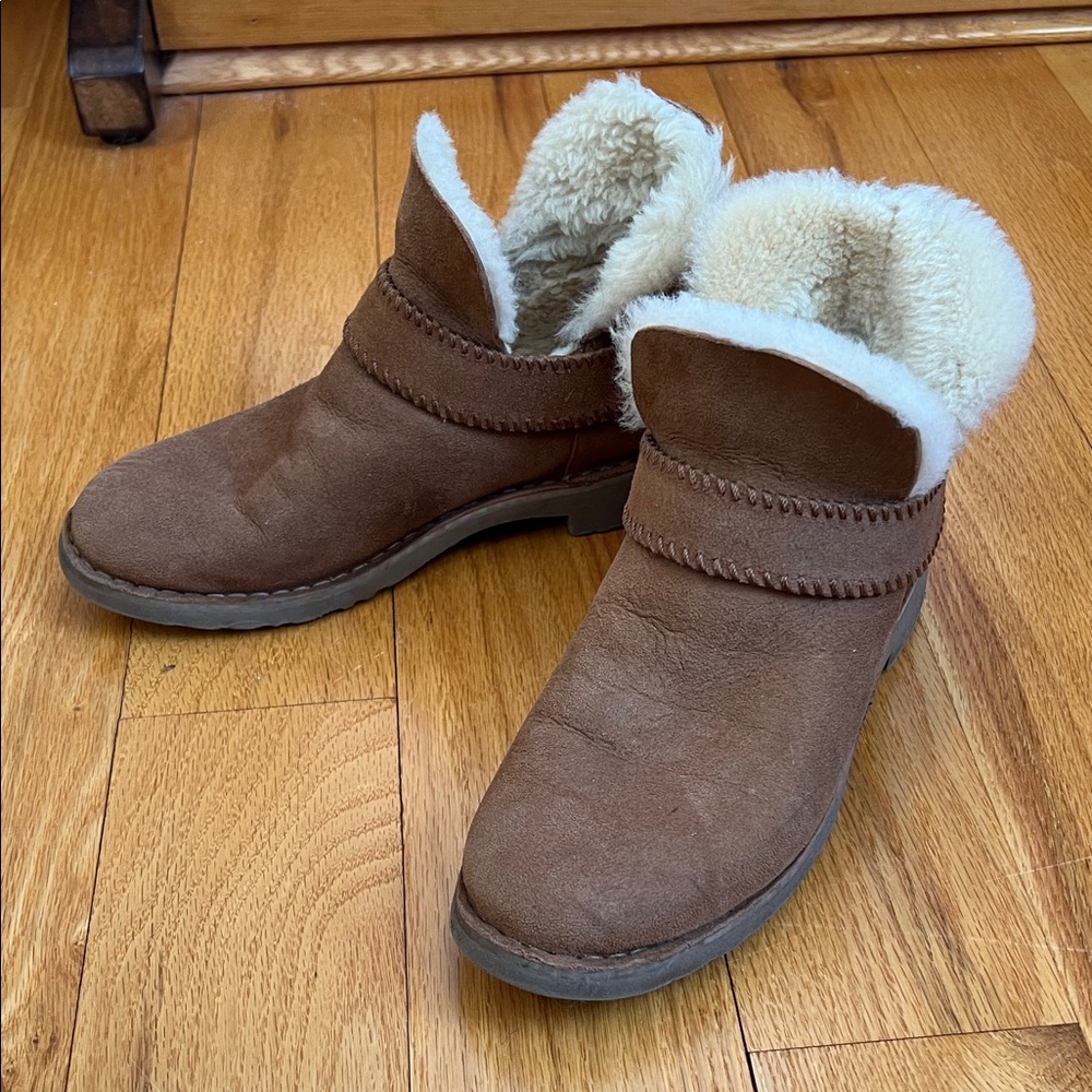 UGG McKay Sheepskin Brown Shearling-Lined Mini Ankle Boots